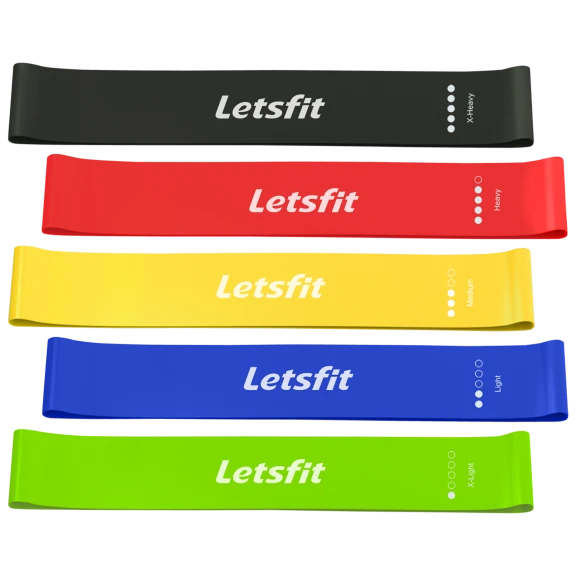 5-Piece: Letsfit Resistance Bands with Storage Bag