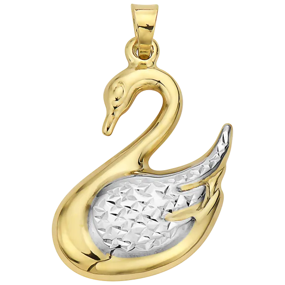 Pori Jewelers 14K Two-Toned Gold Swan Pendant