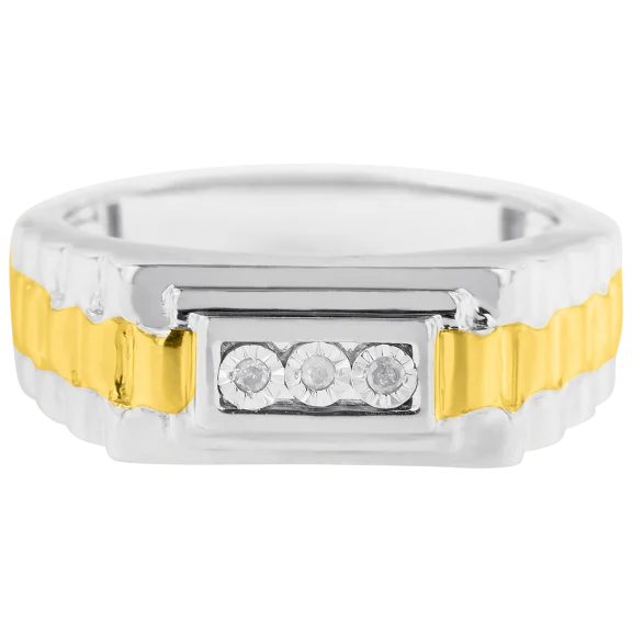 Haus of Brilliance Yellow Gold Over Sterling Silver Diamond Accent Band Ring