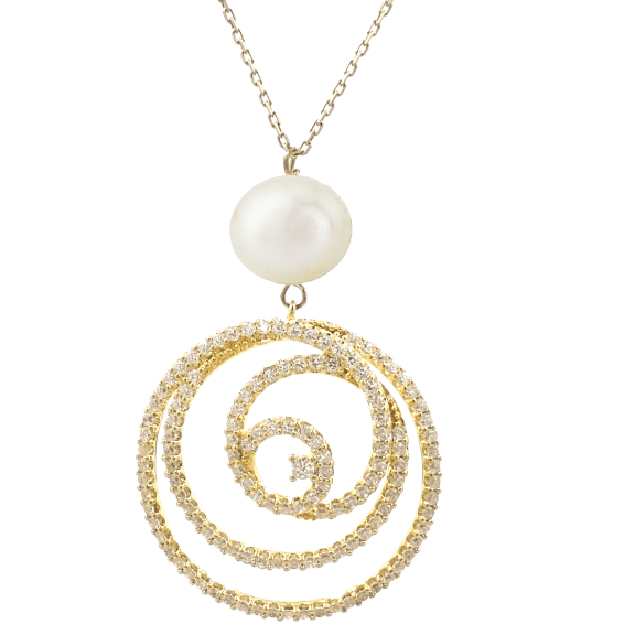 18K Infinity Cultured Pearl Drop Pendant