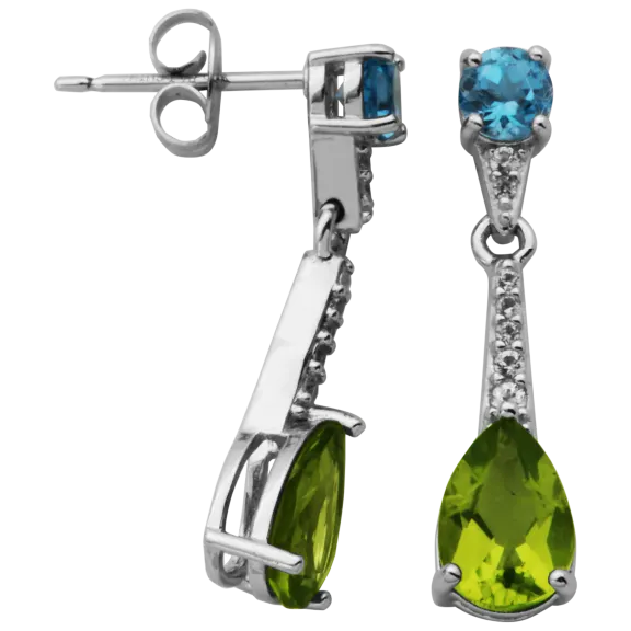 Morgan & Paige Sterling Silver Peridot Tapered Drop Post Earrings