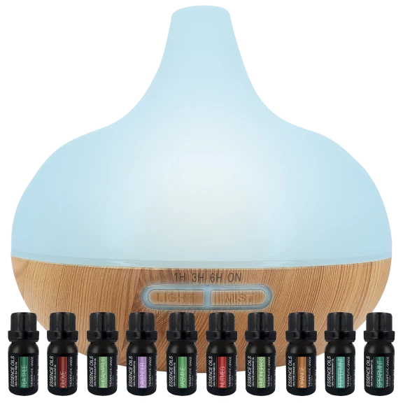 Pure Daily Care Tear Drop Aromatherapy Diffuser & 10-Piece Essential Oil Set