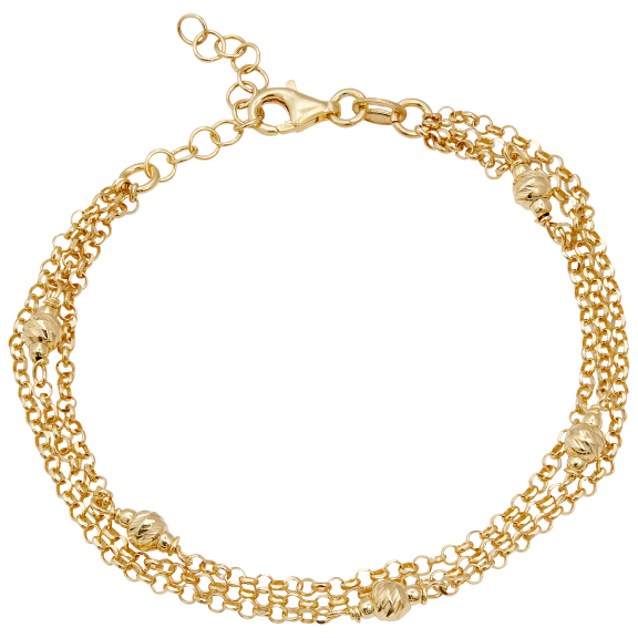Savvy Cie Italian Gold Over Sterling 3 Strand Diamond Cut Bracelet