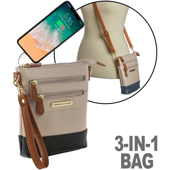 Stone Mountain Nappa Leather Charging 3-in-1 Bag