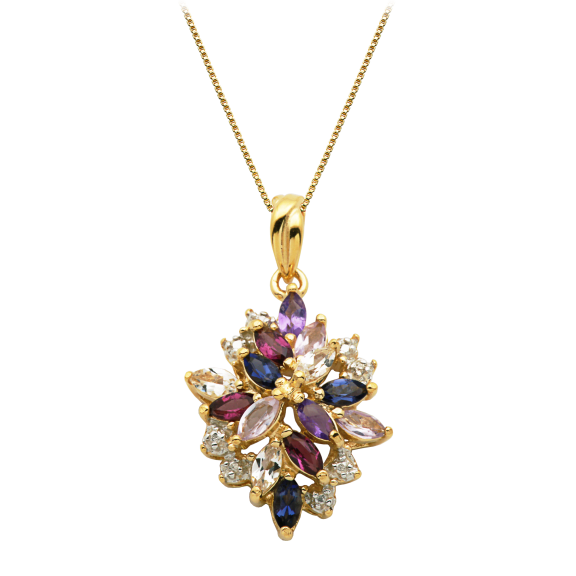 Morgan & Paige 14K Gold Marquis Cut Cluster Pendant