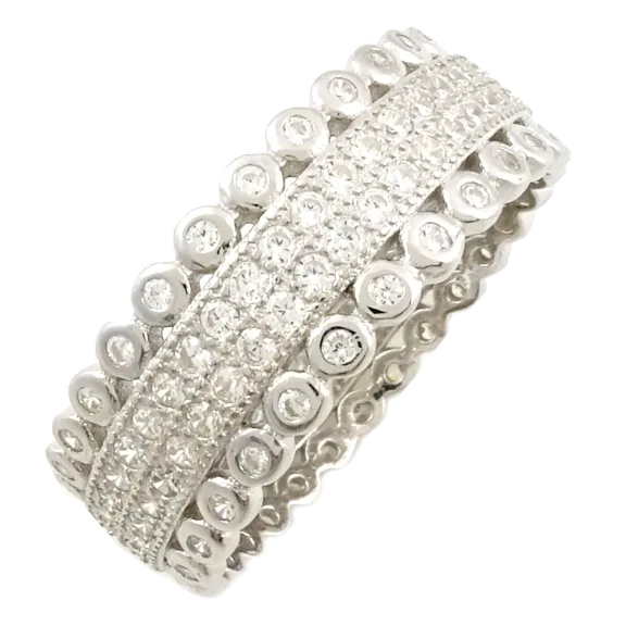 Savvy Cie 18K White Gold Stacked Eternity Band