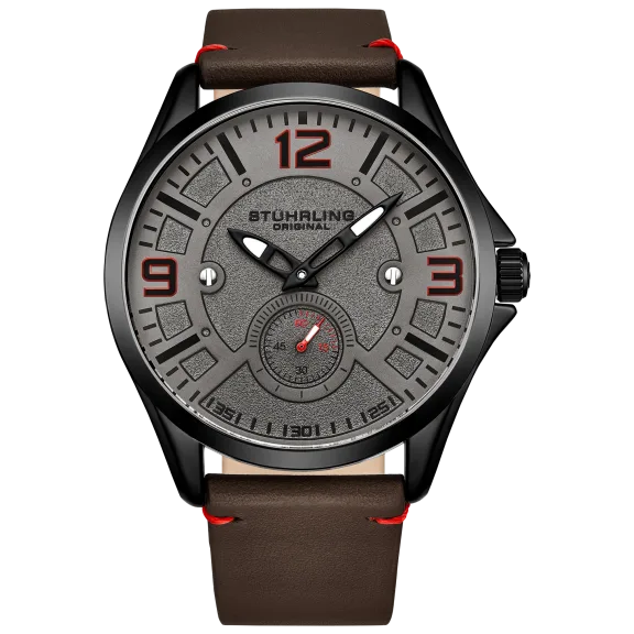 Stuhrling Men's Quartz 43mm Leather Strap Watch