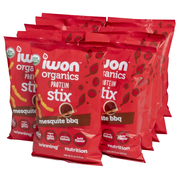 12-Pack: Iwon Organics Mesquite Bbq Protein Stix (5 Oz Bag)