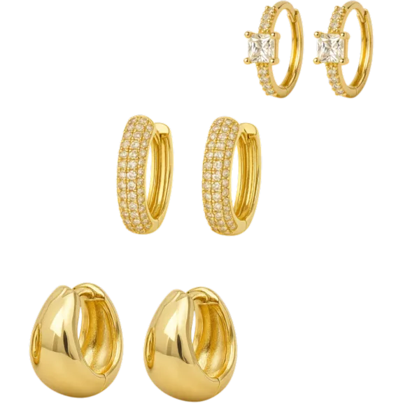 3-Pack: Dloria Dainty Huggie Hoop Earrings