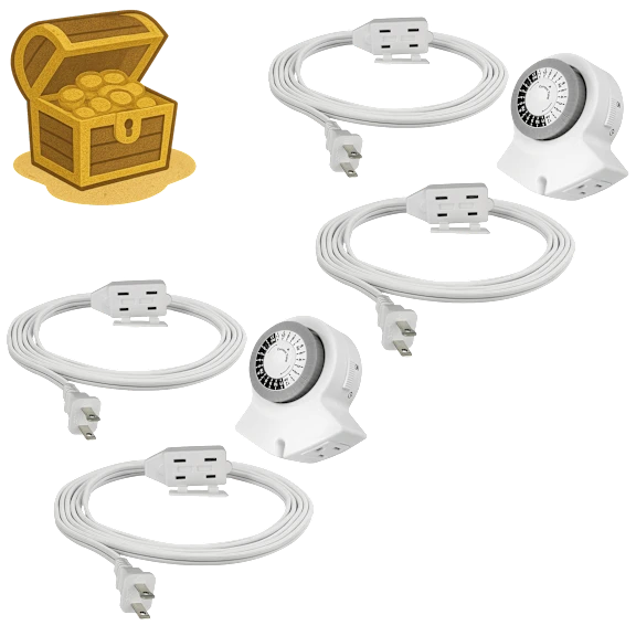 2-Pack: ClearPower Indoor Timers & Extension Cords Set