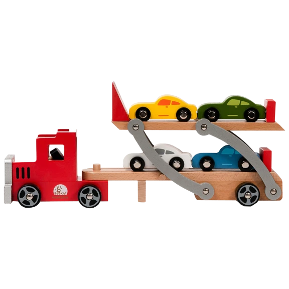 BooKid Wooden Car Transporter - 9 Piece Set