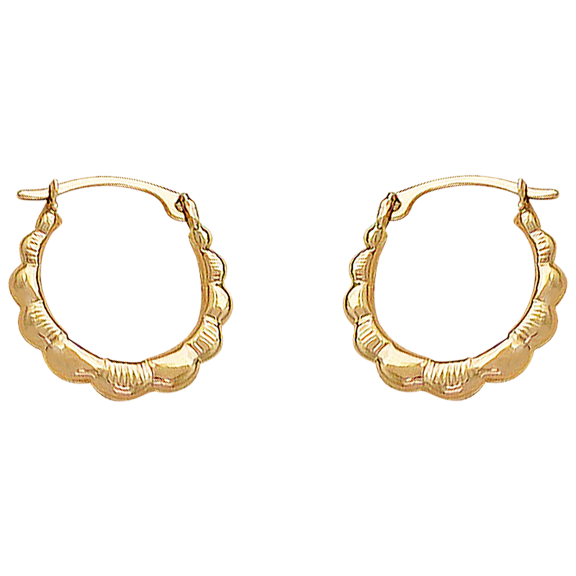 Pori Jewelers 14K Gold Brushed Diamond Cut Graduating Pebbled Hoop Earrings