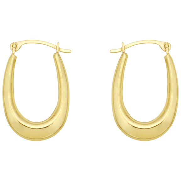 Pori Jewelers 10K Gold High Polish Oval Hoop Earrings