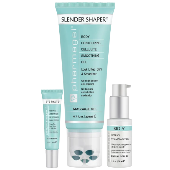 Pharmagel 3-Piece Beauty Set with Eye Cream, Bio-A Retinol Serum & Body Contour