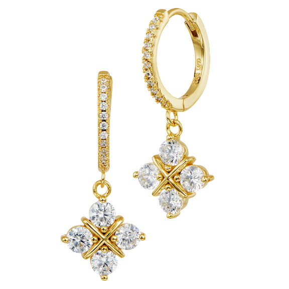 Savvy Cie Cubic Zirconia Quatrefoil Drop Earrings