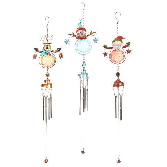 Darice Christmas Solar Metal and Glass Wind Chime (Random)