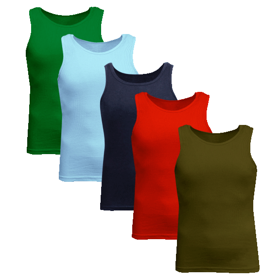 5-Pack: Galaxy by Harvic Men's Heavyweight Ribbed Tank Top