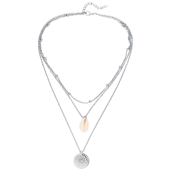 Golden NYC Jewelry Silver-Tone Seashell Pendant & Filigree Circular 2Pc Necklace
