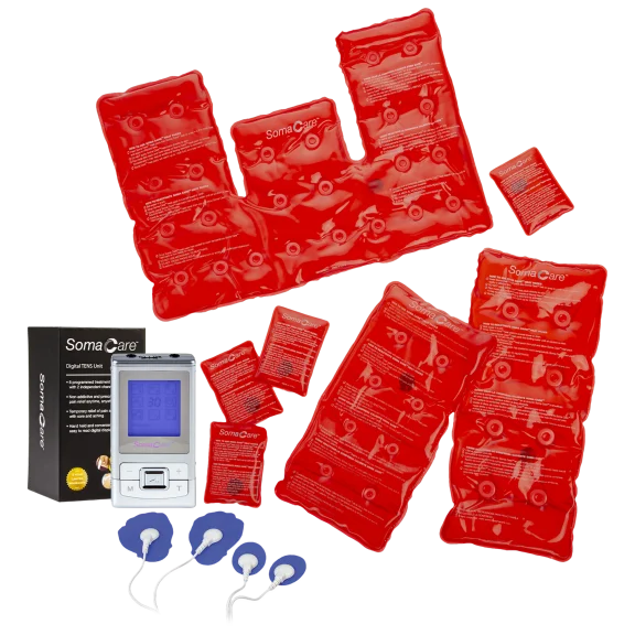 Somacare TENS Muscle Stimulation Unit with 7-Piece Reusable Heat Pack Set