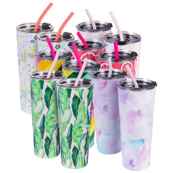 2-Pack: Cambridge 24 oz Insulated Tumblers with Straw