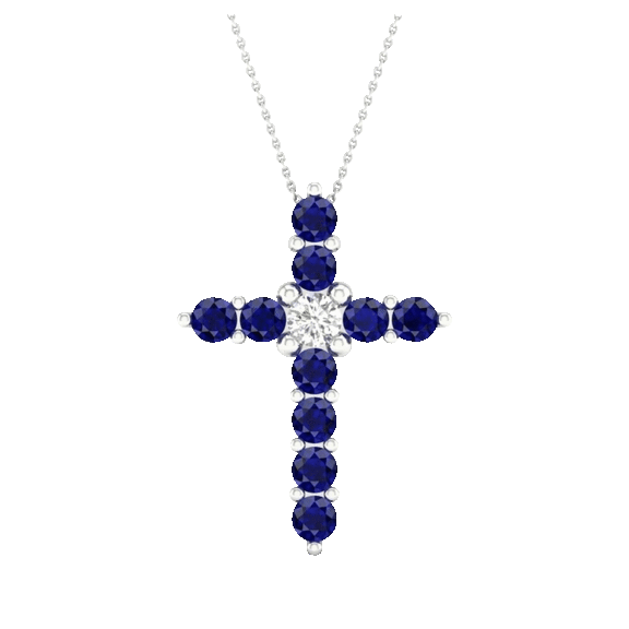 Niss & Niflaot Elegant Birthstone Cross Necklaces in 18K Gold Plated