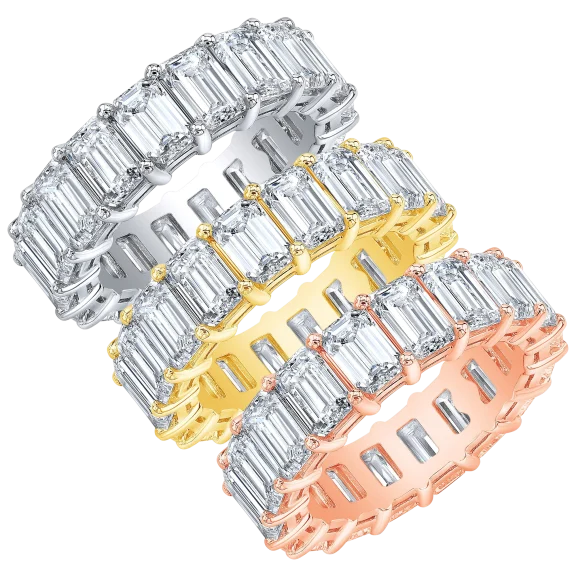 Niss & Niflaot 10 Carat TW Cubic Zirconia Emerald Cut Eternity Band Ring​