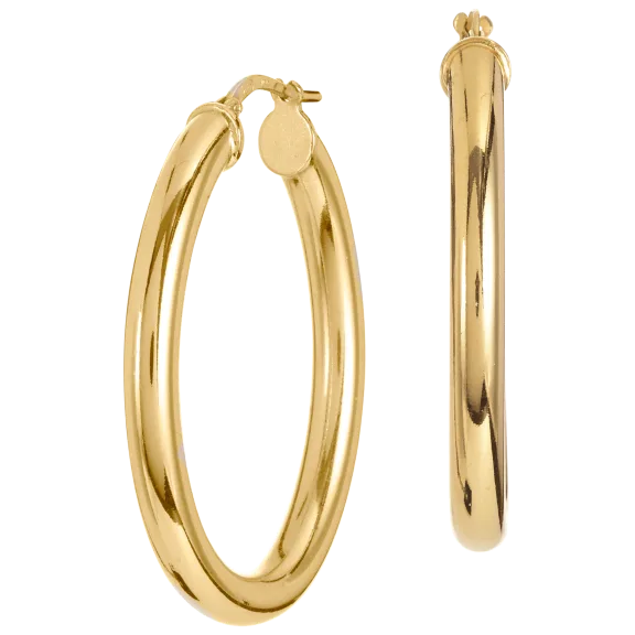 Savvy Cie 18k Yellow Gold Plated Oval Hoops