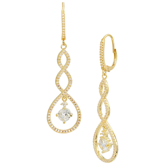 Savvy Cie 14K Gold Plated Glamorous Long Drop Lever Back Earrings