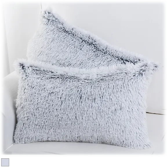 Cheer Collection Set of 2 Shaggy Hair Decorative Throw Pillows - 12x20