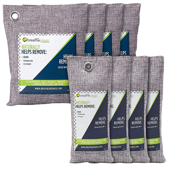 4-Pack: Breathe Green Activated Charcoal Moisture & Odor Absorber Bags