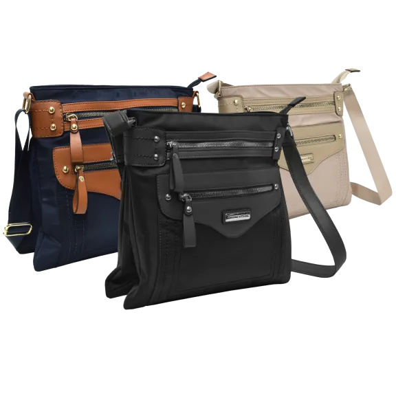 Adrienne Vittadini Front Zip Double Pouch Crossbody