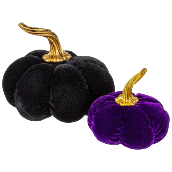 2-Pack: Winter Lane Velvet Pumpkins