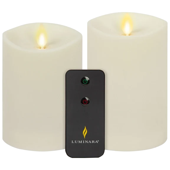 Luminara Outdoor 2-Piece Melted Matte Moving Flame Pillar