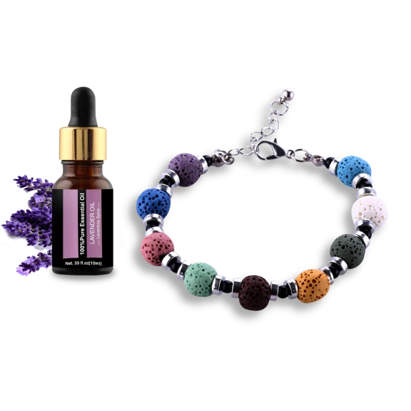 Amore Multi-Color Lava Stone Clasp Diffuser Bracelet with Essential Oil