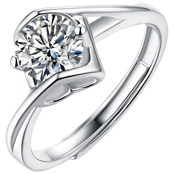 Stella Valentino 1/2 Carat TW Moissanite Solitaire Bypass Twist Adjustable Ring