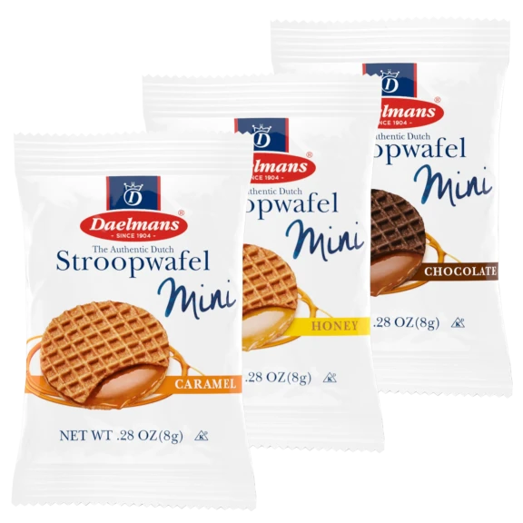 200-Pack: Daelman's Individually Wrapped Mini Soft Toasted Stroopwafels