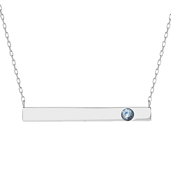 NES Jewelry Sterling Silver Swarovski Crystal Birthstone Bar Necklace