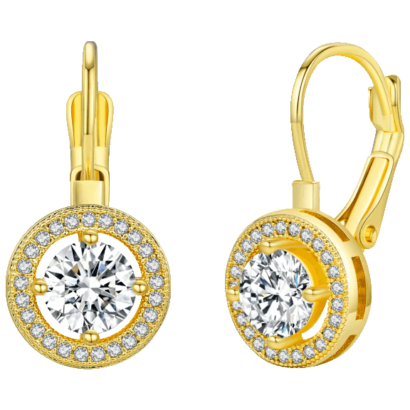 Genevive Marie Soleil Round Halo Simulated Diamond Earrings