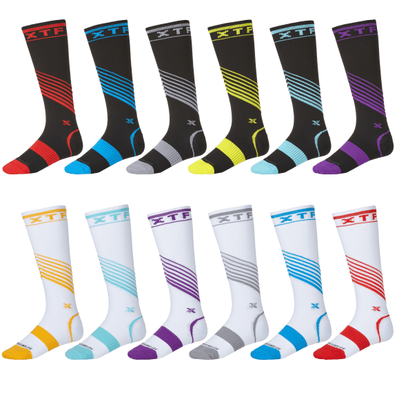 12-Pack: Extreme Fit Ultra V-Striped Knee-High Compression Socks