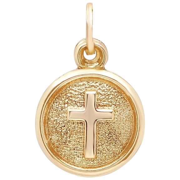 Pori Jewelers 14K Gold Textured Cross Medallion Pendant