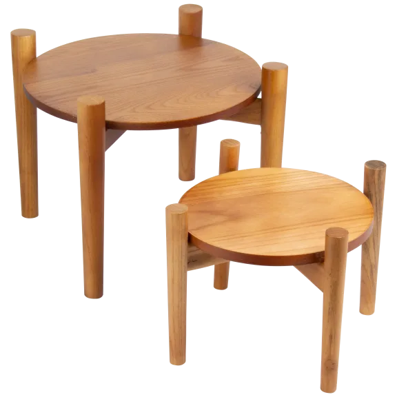 2-Pack of 6" and 8" Wood Plant Stands