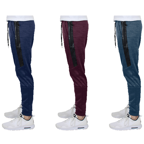 3-Pack: Men's Slim Fitting Fleece-Lined Tech Joggers