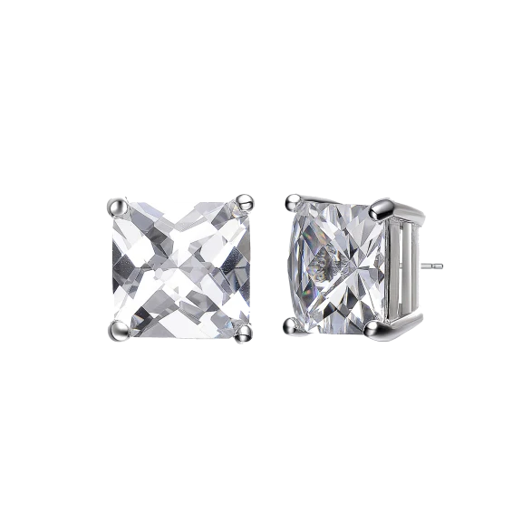 Megan Walford Lab Created Diamond Princess Cut Earrings 10 & 11 mm