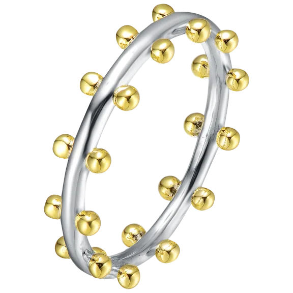 Stella Valentino Rhodium and 14K Gold Plated Bead Band Ring