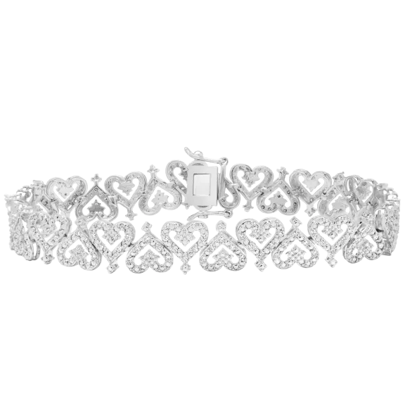 Jaclyn Smith 1 Carat Sparkling Moissanite Bracelet with Hearts