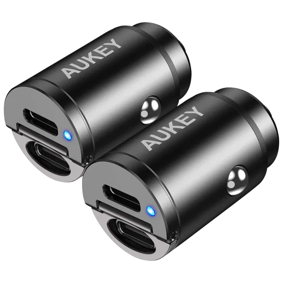 2-Pack: Aukey Dual Port 30-Watt USB-C PD Car Chargers