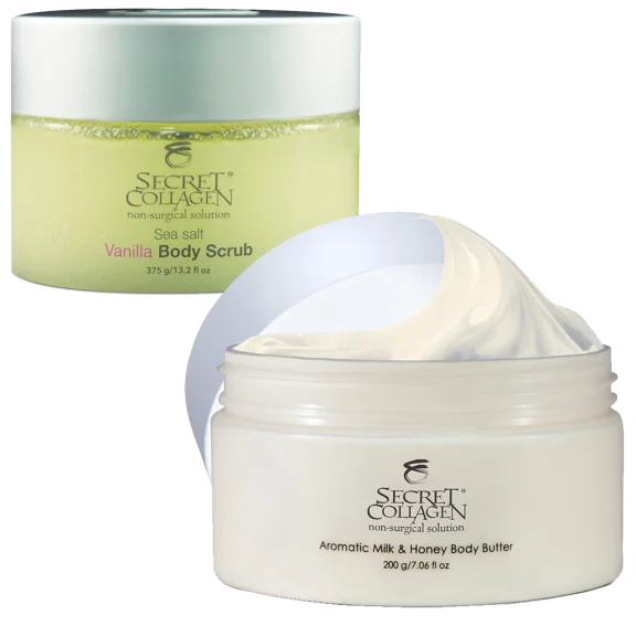 Secret Collagen Aromatic Milk & Honey Body Butter and Sea Salt Vanilla Scrub