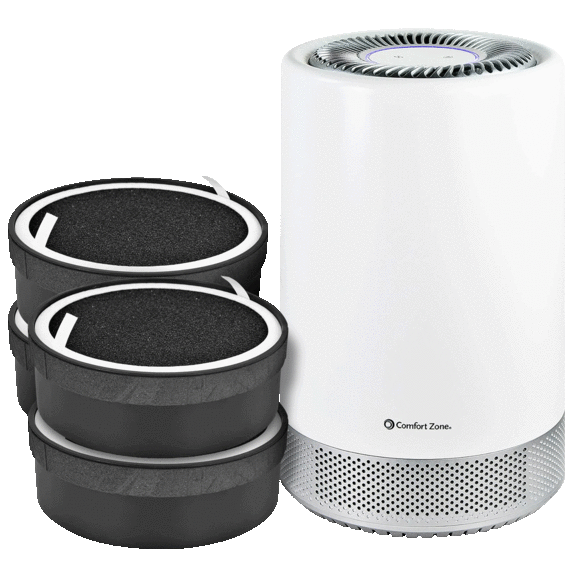 Comfort Zone 3-Stage HEPA WiFi Air Purifier with 4 Replacement Filters