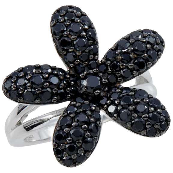 Savvy Cie Savvy Cie Sterling Silver Bold Flower Cubic Zirconia Ring