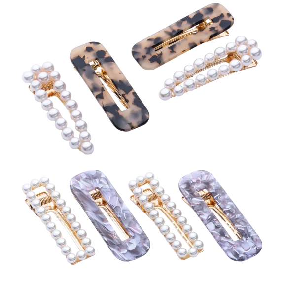 4-Pack Zoe Ayla Acetate & Faux Pearl Hair Clips